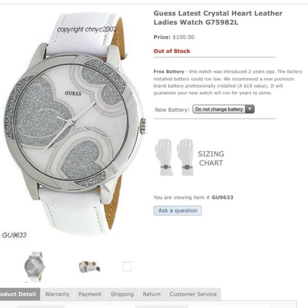 Guess Latest Crystal Heart Leather Ladies Watch